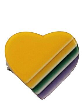 Lea Stein Yellow Layered Lucite Heart Pin Brooch Signed, K452